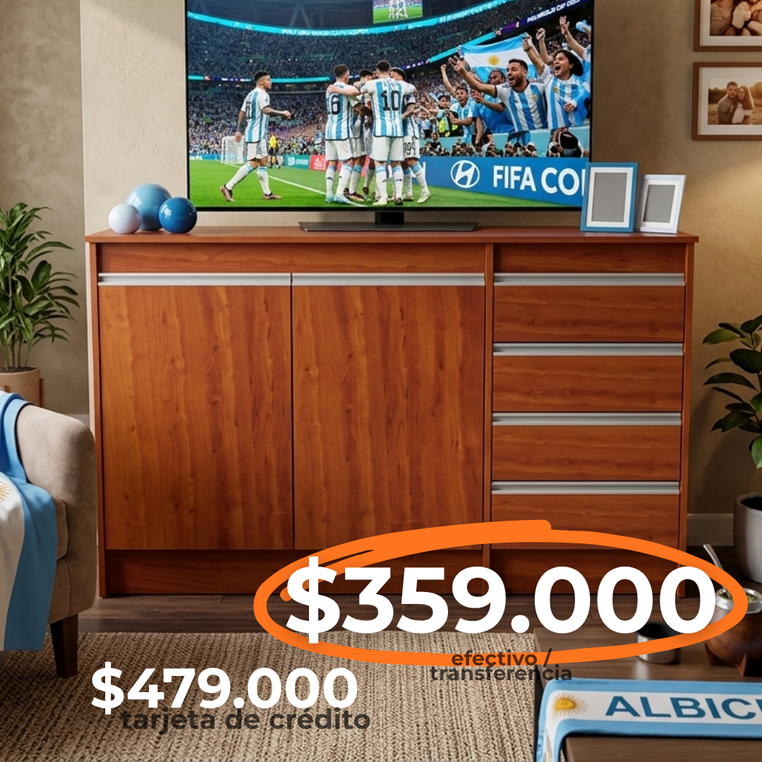 BAHIUT 136CM TV LED 4 CAJONES 2 PUERTAS COD. 7000