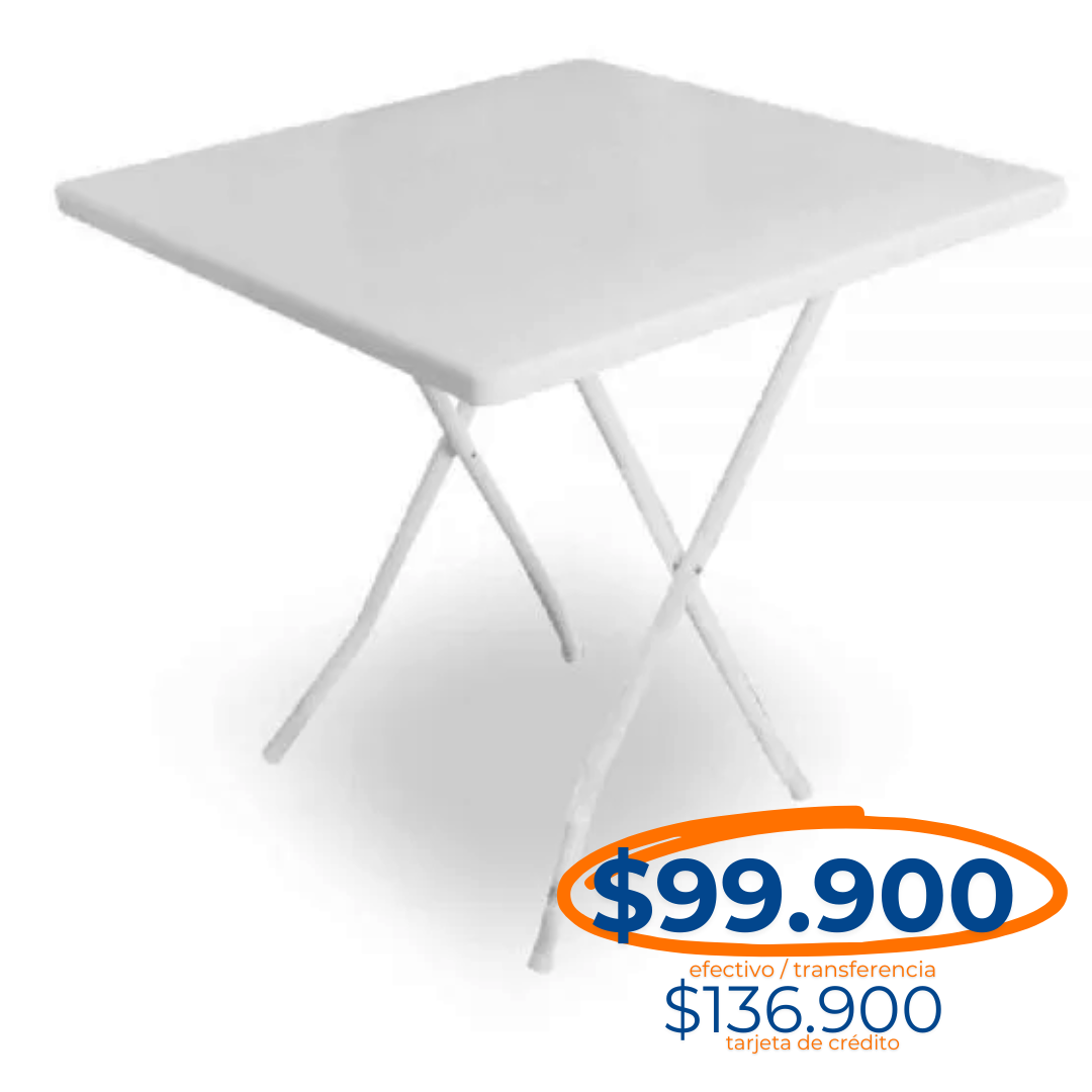 MESA PLÁSTICA CUADRADA 75X75CM PLEGABLE