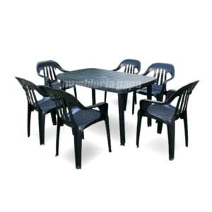 COMBO MARGARITA MESA RECTANGULAR + 6 SILLAS NEGRO