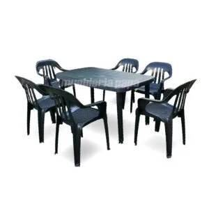 COMBO MARGARITA MESA RECTANGULAR + 6 SILLAS NEGRO