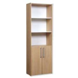 BIBLIOTECA ALTA 5 ESTANTES 2 PTAS MESINA COLOR HICKORY / BLANCO
