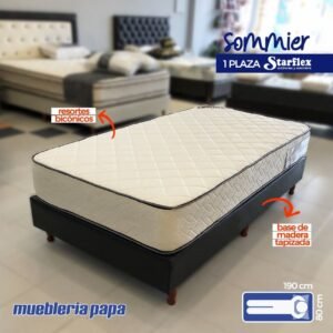 COLCHON PLATA RESORTES 90X190CM + BASE