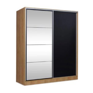 PLACARD MURANO  180CM PTAS CON ESPEJO CORREDIZAS HICKORY / NEGRO