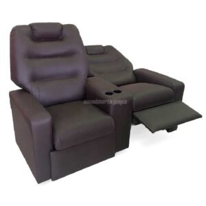 SILLÓN POLTRONA FRIDA DOBLE RECLINABLE CON POSAVASOS CUERINA  COLOR A ELECCIÓN