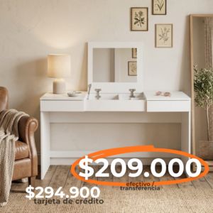 ESCRITORIO CAMARIN 131,5cm C/ESPEJO MESINA BLANCO