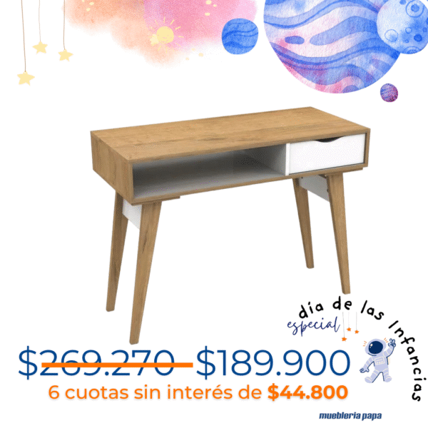 ESCRITORIO 334020  TOUCH 1 CAJÓN 1 ESTANTE 100 CM BLANCO ROBLE MIEL