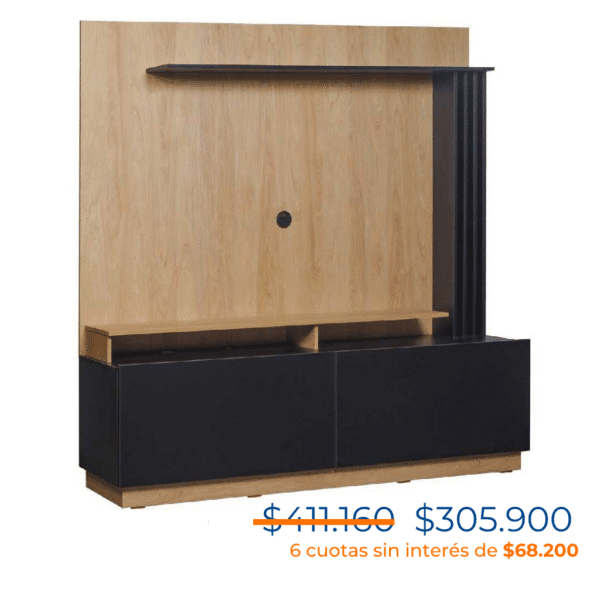 MODULAR CENTRO DE ENTRETENIMIENTO SCALETTA MESINA HICKORY/NEGRO 65''