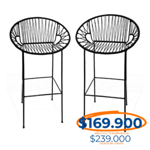 BANQUETA CAPRI ALTA PVC NEGRO x 2 un.