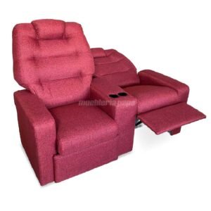 SILLÓN POLTRONA FRIDA DOBLE RECLINABLE  CON POSAVASOS TELA CITY BORDO