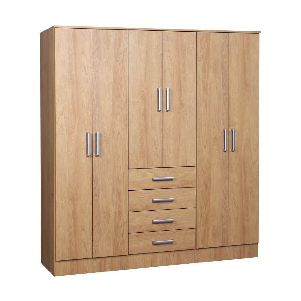 PLACARD IMPERIO 176X185X48CM 6 PUERTAS 4 CAJONES HICKORY NATURAL