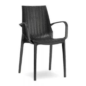 SILLON HARMONY C/ APOYA BRAZOS SIMIL RATTAN NEGRO