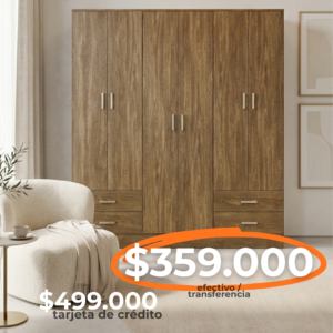 PLACARD TANA ECO 169X182X47CM 6 PUERTAS 4 CAJONES MOCCHA