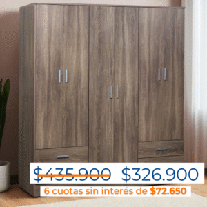 PLACARD TANA ECO 169X182X47CM 6 PUERTAS 4 CAJONES MOCCHA