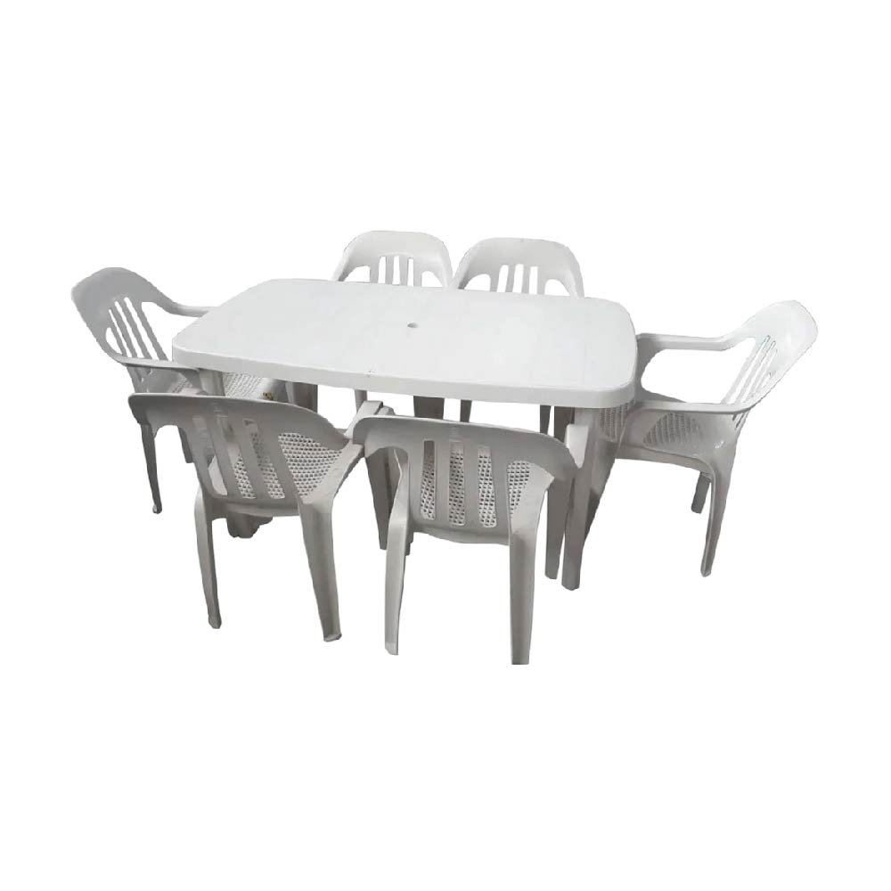 COMBO MARGARITA MESA RECTANGULAR + 6 SILLAS BLANCO