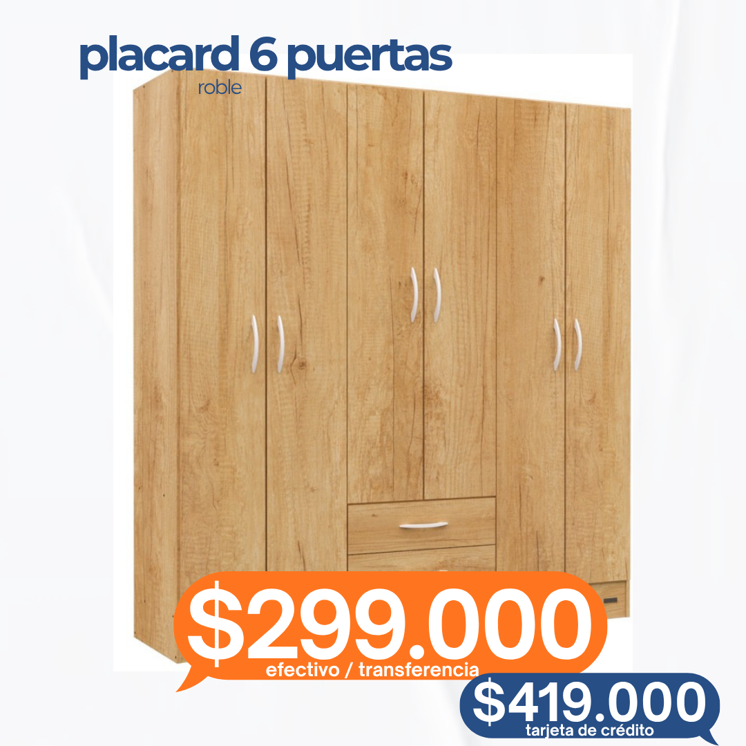 PLACARD SEUL 6 PUERTAS ROBLE