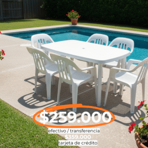COMBO MARGARITA MESA RECTANGULAR + 6 SILLAS BLANCO