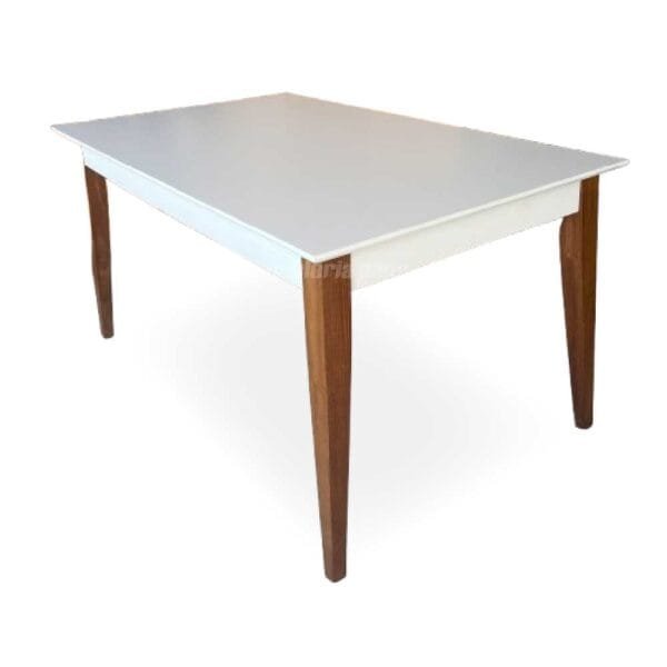 MESA COMEDOR PINO MEDITERRANEO 150X90CM 142 TAPA BLANCA PATAS CAOBA