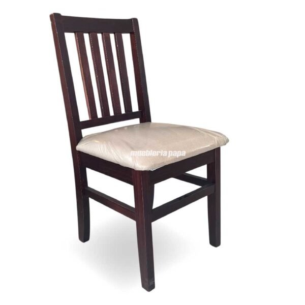 SILLA  PINO PACIFICO VERTICAL TAPIZADO ALPHA BEIGE  228 CAOBA