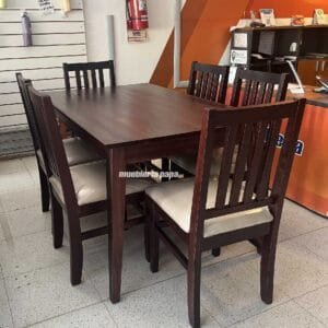 JUEGO DE COMEDOR ESCANDINAVO CAOBA