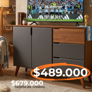 BAHIUT MEDITERRANEO 140X100 MTS 3 CAJONES 2 PUERTAS 143 CASTAÑO  COMB. GRAFITO