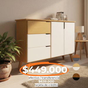 BAHIUT MEDITERRANEO 140X100 MTS 3 CAJONES 2 PUERTAS 143 MIEL  COMB. BLANCO