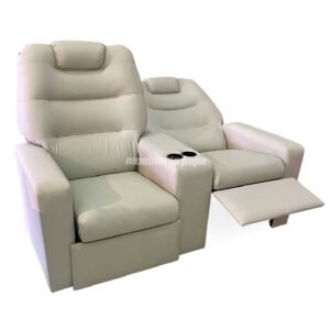 SILLÓN POLTRONA FRIDA DOBLE CON POSAVASOS CUERINA BEIGE LOTUS