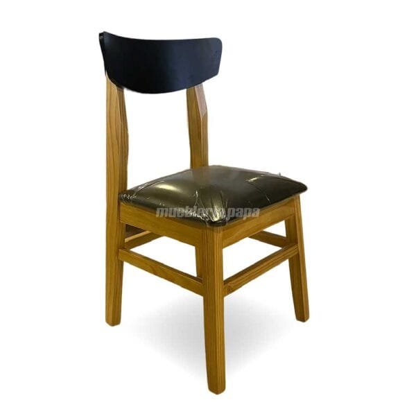 SILLA PINO MEDITERRANEO CURVA RESPALDO NEGRO - ASIENTO ECO CUERO NEGRO 140 MIEL