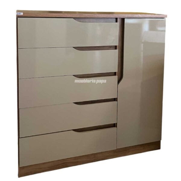 COMODA PARIS 5 CAJONES ACACIA 1 PUERTA 109X112X45CM