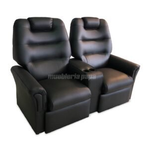 SILLÓN POLTRONA FRIDA DOBLE RECLINABLE CON POSAVASOS CUERINA NEGRO
