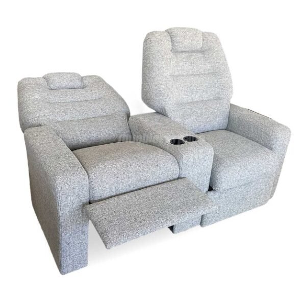SILLÓN POLTRONA FRIDA RECLINABLE DOBLE CON POSAVASOS TELA ALPHA GRIS JASPER