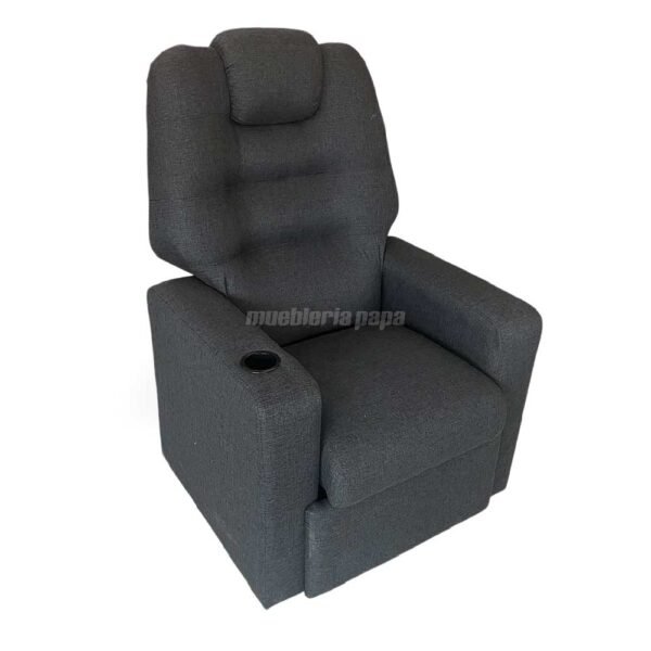 SILLON POLTRONA FRIDA ESPUMA INTELIGENTE INDIVIDUAL CON POSAVASO TELA  RUSTICA GRIS