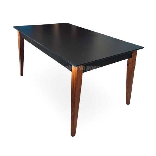 MESA COMEDOR PINO MEDITERRANEO 150X90CM 142 TAPA NEGRO PATAS CASTAÑO