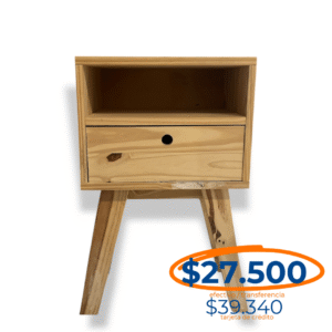 MESA DE LUZ RETRO PINO RÚSTICO NATURAL