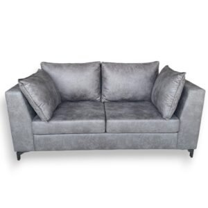 SILLÓN DOS CUERPOS FRANCAVILLA CUEROTEX GRIS PATAS METAL