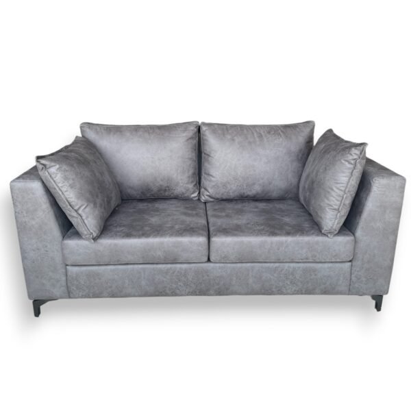 SILLÓN DOS CUERPOS FRANCAVILLA CUEROTEX GRIS PATAS METAL