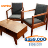 COMBO ESCANDINAVO: 2 SILLONES + MESA DE CENTRO