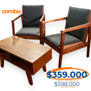 COMBO ESCANDINAVO: 2 SILLONES + MESA DE CENTRO