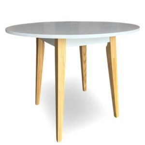 MESA NORWAY REDONDA 158-  90CM TAPA BLANCA - MIEL