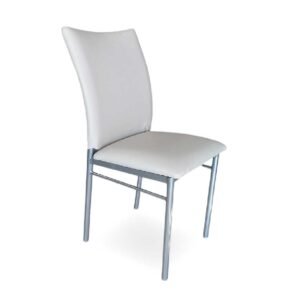 SILLA COMEDOR EVA IRIS CAÑO GRIS TAP CUERINA TIZA