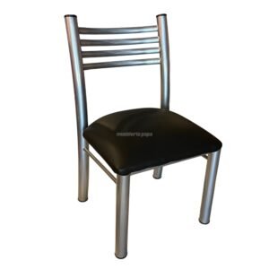 SILLA COMEDOR CAÑO GRIS MALIBU TAPIZADO TELA CUERINA NEGRO