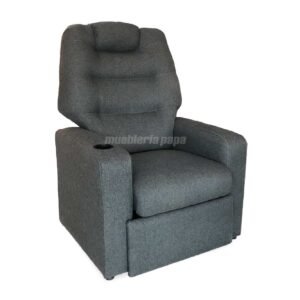 SILLON POLTRONA FRIDA TELA ALPHA CON POSAVASO GRIS OSCURO