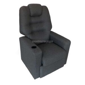 SILLON POLTRONA FRIDA ESPUMA INTELIGENTE INDIVIDUAL CON POSAVASO TELA RUSTICA GRIS