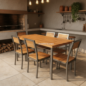 COMEDOR MANHATTAN INDUSTRIAL-  6 SILLA  + 1 MESA 1.60