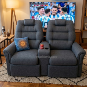 SILLÓN POLTRONA FRIDA DOBLE RECLINABLE CON POSAVASOS TELA RUSTICA COLOR A ELECCIÓN