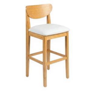 BANQUETA PINO NORWAY ASIENTO ECO CUERO BLANCO MIEL