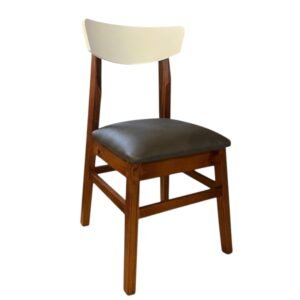 SILLA  PINO MEDITERRANEO CURVA RESPALDO BLANCO- ASIENTO ECOCUERO GRAFITO 140 CASTAÑO