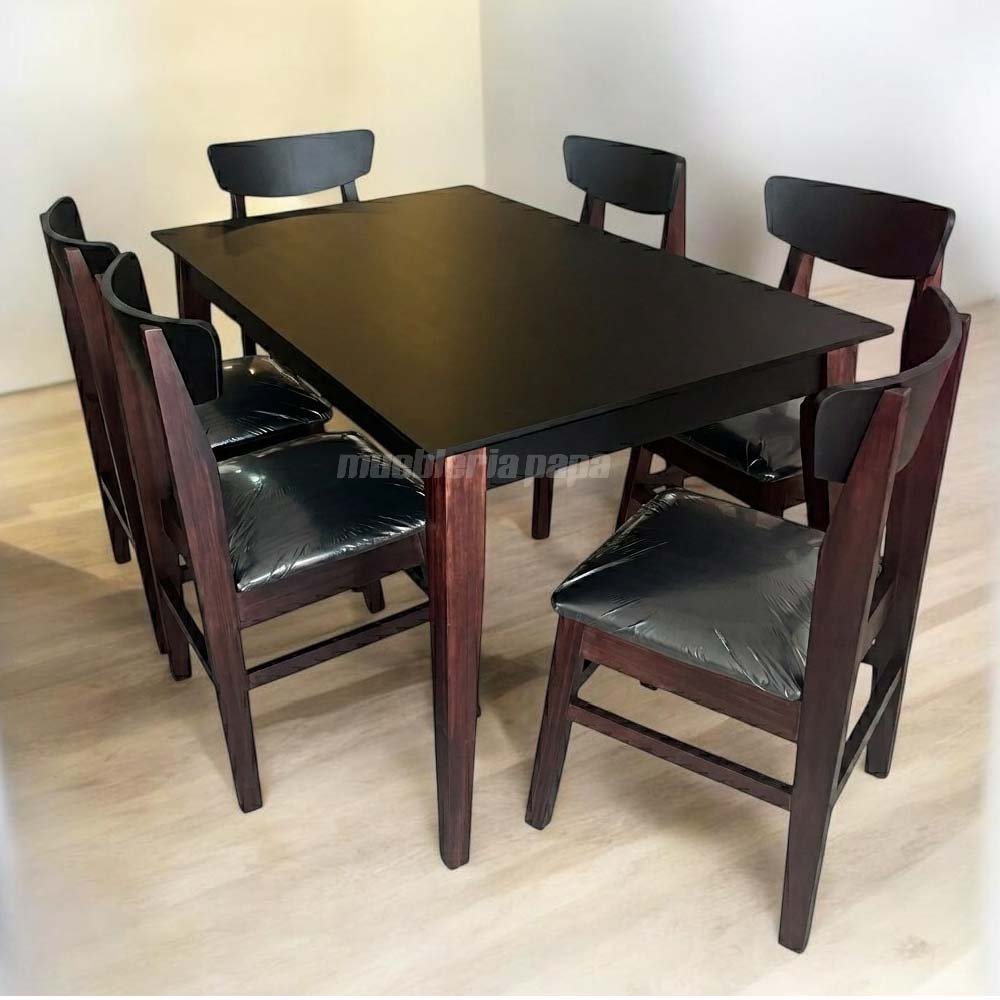 JUEGO COMEDOR MEDITERRANEO CAOBA/NEGRO