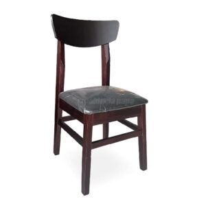 SILLA PINO MEDITERRANEO CURVA 140 RESPALDO NEGRO ECOCUERO NEGRO CAOBA
