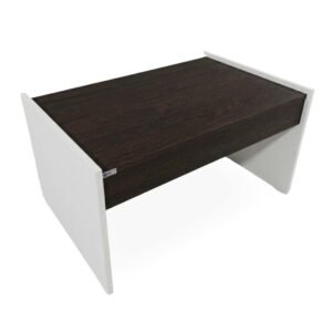 MESA LIVING MILANO 77 PATA BLANCO TAPA NOGAL